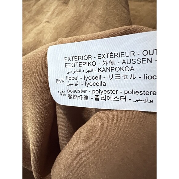 Zara V-Neck Ruffle Flutter Sleeve Brown Dress‎ Women Medium Cinched Waist Boho - Picture 9 of 10